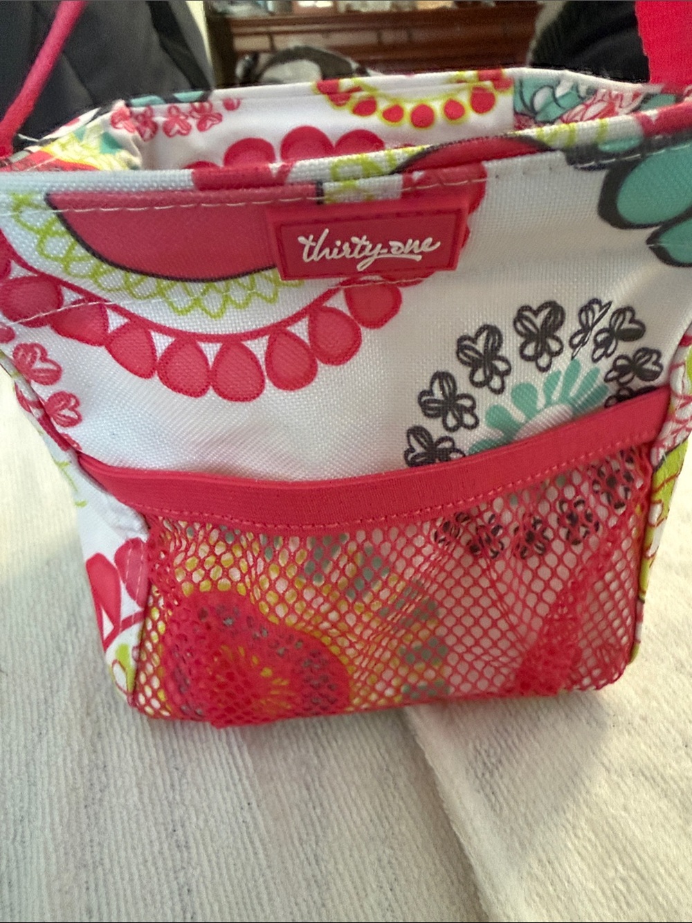 Thirty-One Littles Carry All Caddy Tote Citrus Medallion Small Tote Carrier 6x6"